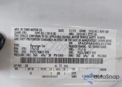 2013 Ford C-Max Hybrid Se из США, поврежденный, VIN 1FADP5AU9DL513169